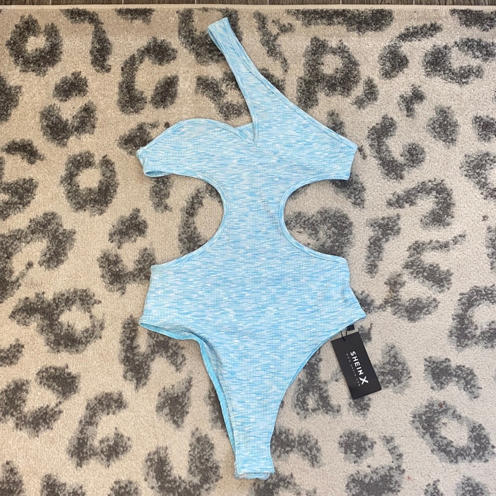 SHEIN NWT blue cut out bodysuit